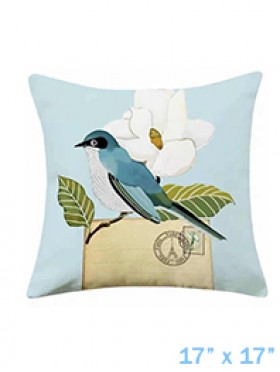 Bird and Flower Print Cushion & Filler